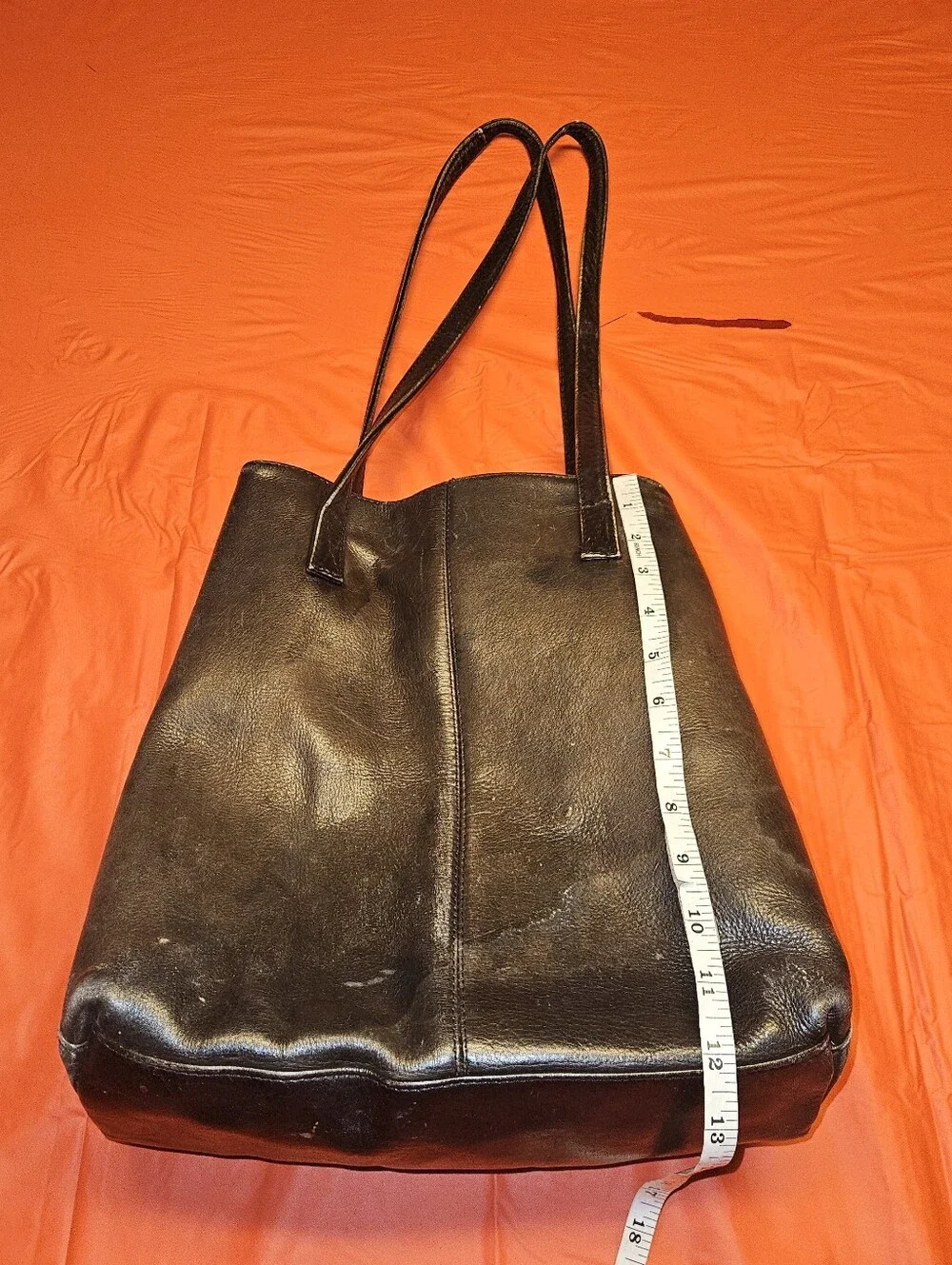 Wilsons Leather Center Seam Shoulder Tote Bag Double Handled Black G.U.C.